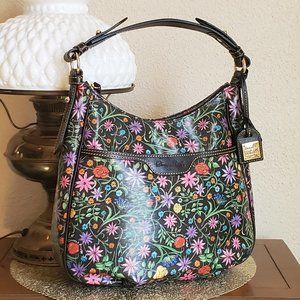 Dooney&Bourke Large Floral Collins Hobo in Black